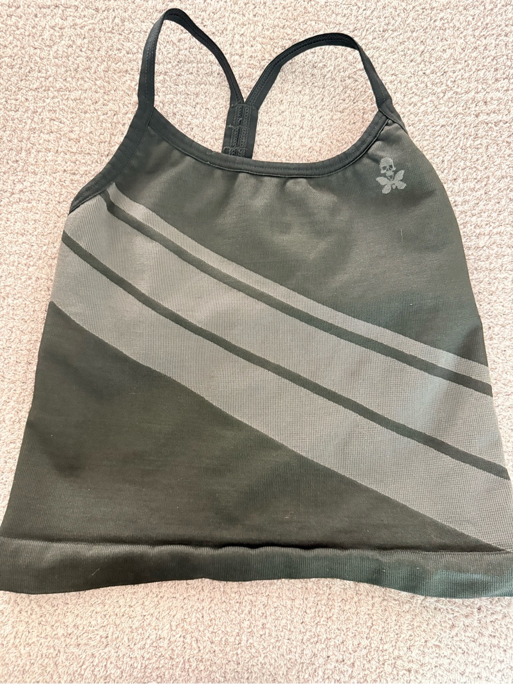 Blab Black & Gray Striped High Impact Tank & Compression Tights